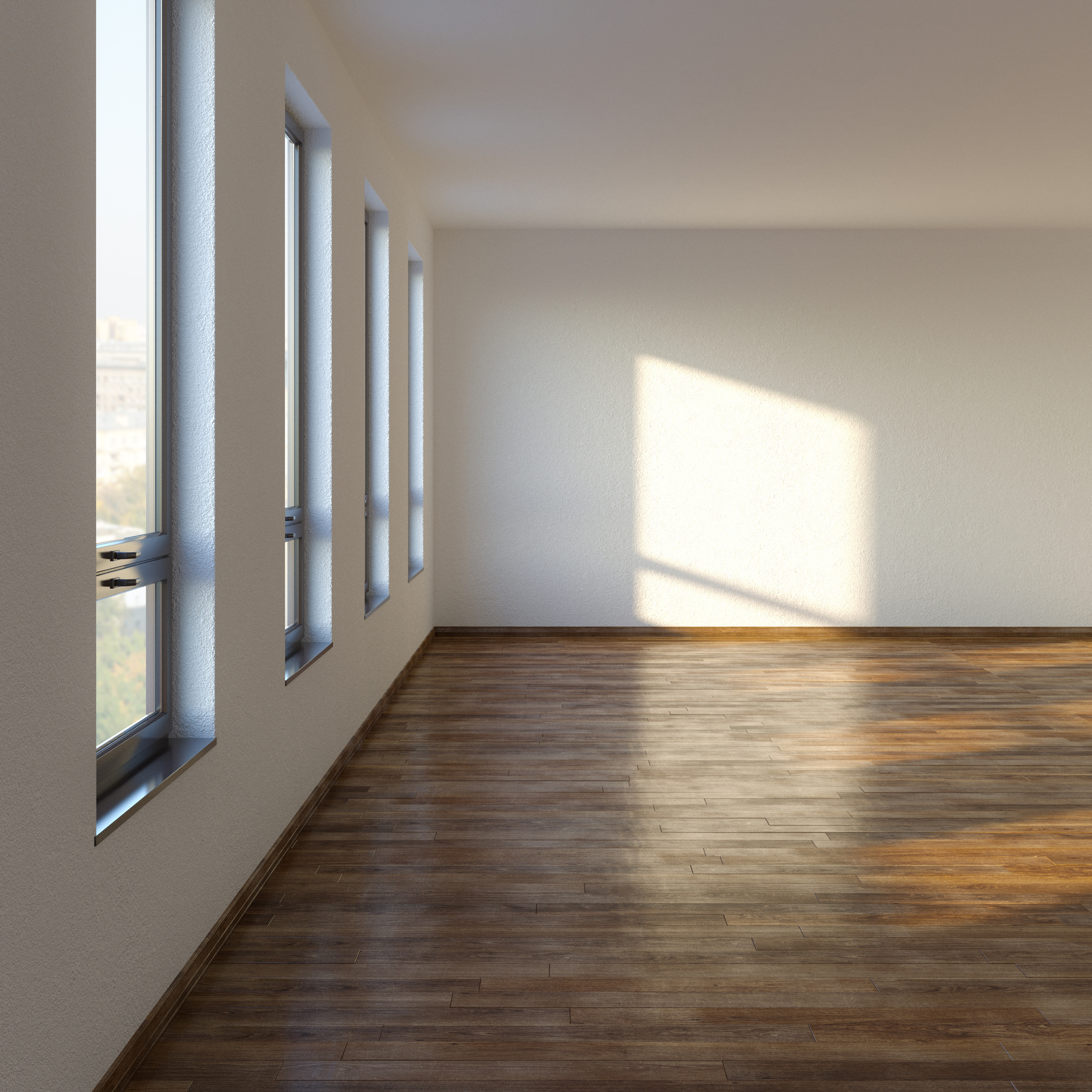 Empty Living Room With Laminate Flooring